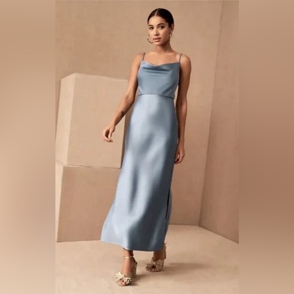 BHLDN Cali Satin Cowl Neck Midi Dress